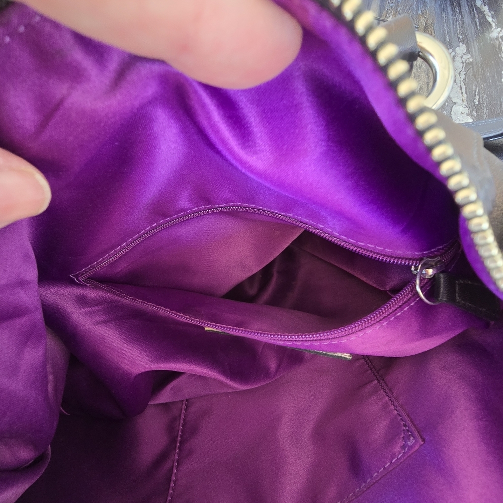 Coach Y2K June 1998 Great Condition Black Leather Tote Bag Purple Silk Inerior - Picture 10 of 17